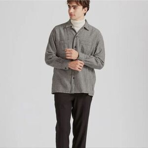 UNIQLO Men's Oversized‎ Houndstooth Open Collar Flannel Shirt Size Medium